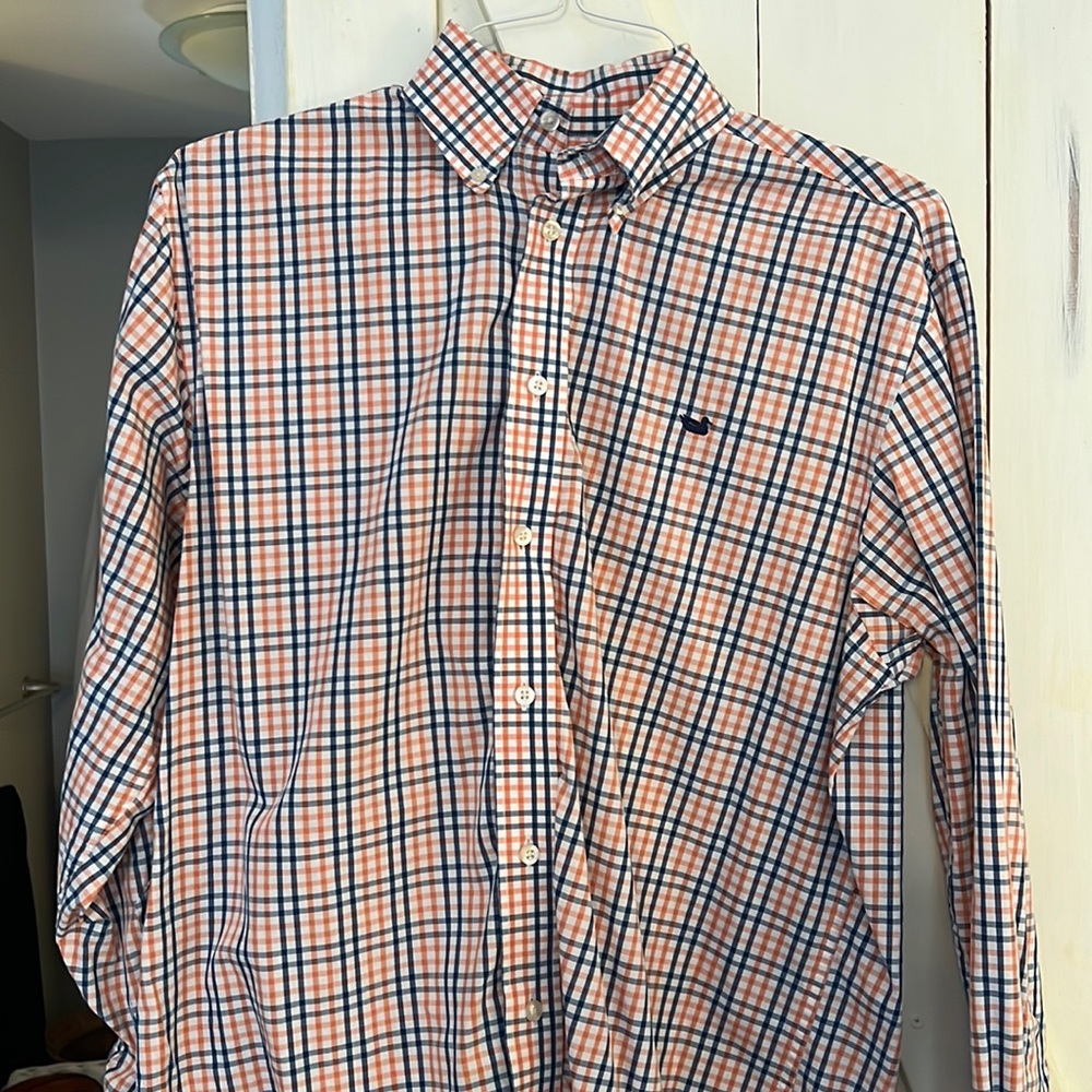 Southern Marsh blue and orange button down